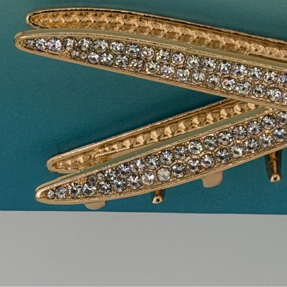 Piper K Scissors Hair Claw Clip Gold Tone Rhinestones.
